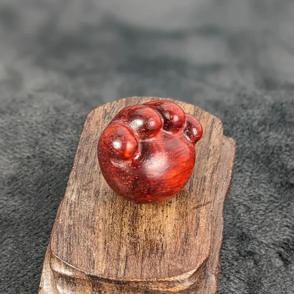 Wooden hand carved cat paw statue figurine cat kitty rose wood color miniature